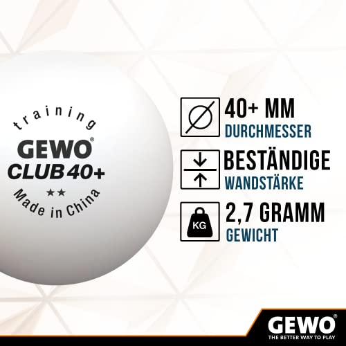 GEWO Unisex - Adult Ball Training Club 40+ Table Tennis Ball, White, 72 Balls