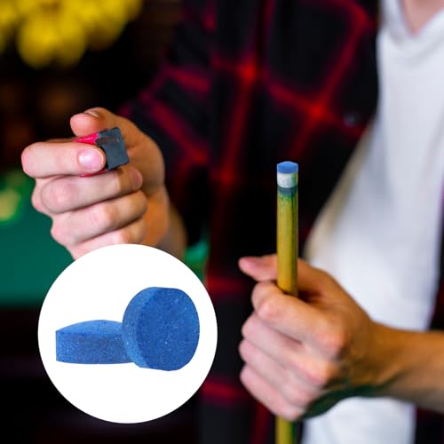 Psyqtsuary 20 Pieces Billiard Pool Cue Tips, 13/12/10/9mm, Pool Stick Replacement Tips with Storage Box for Pools Cues and Snooker, Blue, Leather