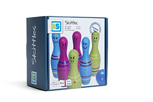 BS Toys Skittles Junior Wooden Bowling Game for Kids Ages 3 & Up