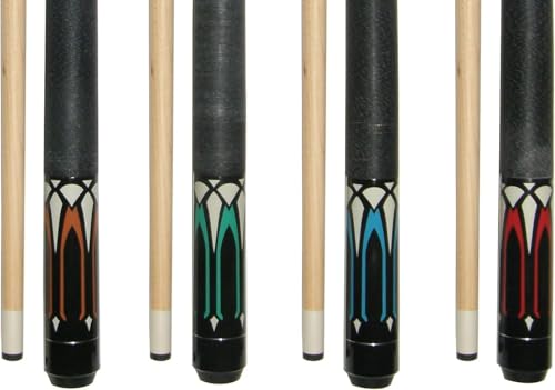 Pool Stick Set of 4. 2-Piece Cue Sticks Made from Hardwood Canadian Maple Wood in 4 Billiards Accessories