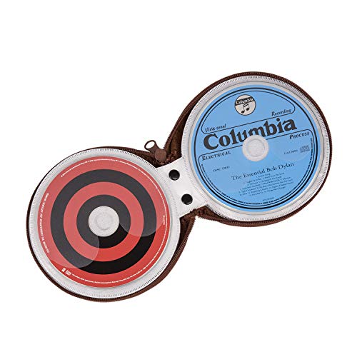 ELEZAY Small CD Case Round Felt 20 Capacity CDs Storage Wallet DVD Disc Holder,Brown - color: B-Brown