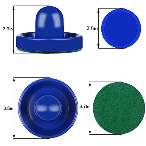 ONE250 Air Hockey Pushers and Red Air Hockey Pucks, Goal Handles Paddles Replacement Accessories for Game Tables (4 Striker, 4 Puck Pack) - color: Blue & Red