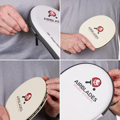 Professional Ping Pong Paddle with Hard Carry Case | Pro Table Tennis Racket | Table Tennis Paddle with Ergonomic Handle | 5 Blades of Wood with Premium Rubber and Sponge by AirBlades | Hard Carry Case - style: 3 Star