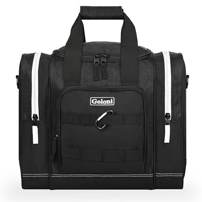 Goloni 1 Ball Bowling Bag for Men, Durable Bowling Tote with Padded Holder & Ventilated Shoe Compartment (Fits Size 14) - color: Black