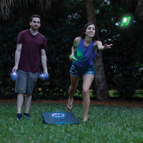 EastPoint Sports Go! Gater Cornhole – Light-Up and Travel Versions – Easy Storage & Light-Weight – Perfect for Outdoor and Indoor Play - style: Light-Up Board - Black/Blue