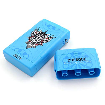 CUESOUL ANTIE Hard Dart Case, Holds 6 Steel/Soft Tip Darts & Extra Tips, Shafts & Flights, Durable Use - color: Blue Beast