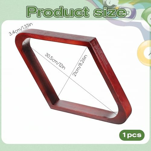Solid Wood Pool Ball Rack, 2-1/4" Diamond Shaped 9-Ball Rack, Wooden Billiard Pool Table Accessories for Standard Size Balls (Natural Wood)