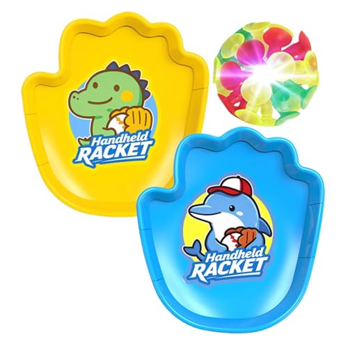 Sports Ball Catcher Toy: Game with Portable Racket and Light Up Balls for Kids, Family Toss Activities, Indoor Outdoor Hands- Training | Juego di