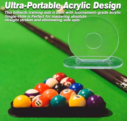 4PCS Billiard Cue Stroke Trainer, Billiard Training Tool Pool Cue Exerciser Trainer with Non-Slip Base, Acrylic Pool Training Aid for 8/9-Ball and Snooker(2 Single Hole+2 Five Holes)