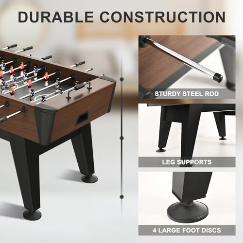 RAYKEEP 58" Foosball Table, Competition Soccer Table Game w/ 2 Balls for Adult Youth, Heavy-Duty Arcade Table Soccer for Home, Game Room - color: WoodGrain