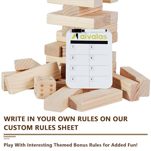 Aivalas X-Large Size Giant Tumble Tower, 57 Blocks Outdoor Yard Games Stacking Games Includes Dice Carrying Bag Scoreboard, Stacking Up to 5FT for Backyard Lawn Party Playing - size: XL-Up to 5FT-57PCS