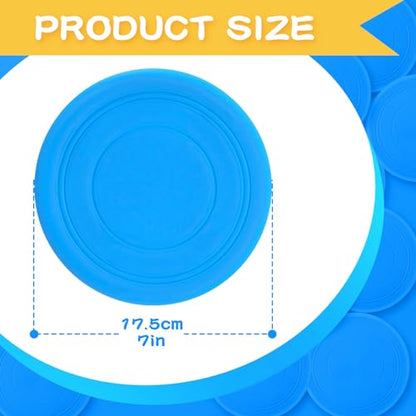 Lenwen 24 Pcs Flying Disc 6.89 Inch Soft Silicone Flying Disks Play Flick Disc for Outdoor Backyard Beach Lawn Sports Park Camping Playing Adults Pet(Blue)