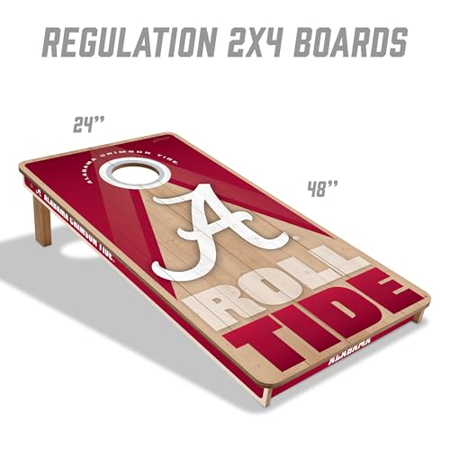 YouTheFan NCAA 2' x 4' Slogan Series Professional Wood Cornhole Game with Logo Bags - color: Alabama Crimson Tide