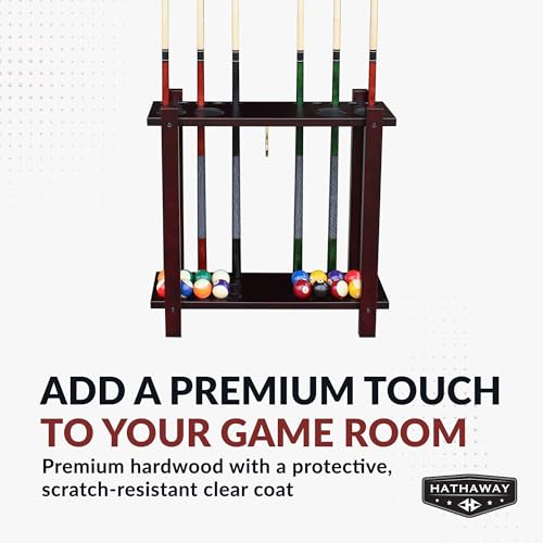 Hathaway Classic Floor Billiard Pool Cue Rack - color: Mahogany