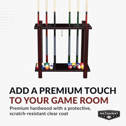 Hathaway Classic Floor Billiard Pool Cue Rack - color: Mahogany