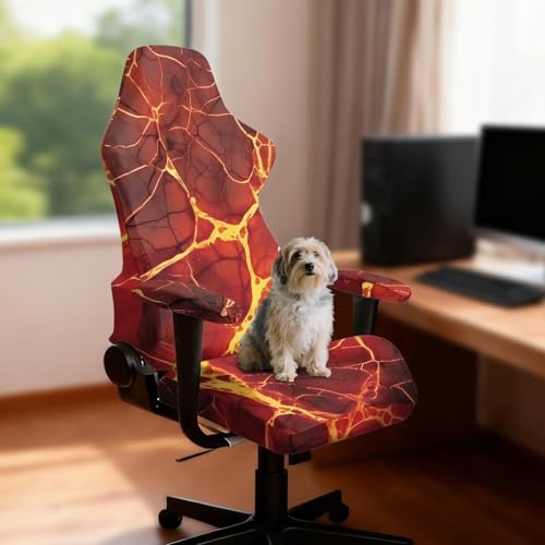 3D Volcanic Rock Gaming Chair Covers Stretchable 4 Piece Set Universal Armchair Slipcovers Soft Protective Furniture Protector for Living Room Bedroom College Students Dorm Room - color: 3d Volcanic Rock