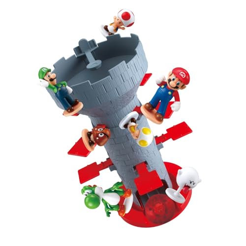 EPOCH Games - Super Mario Blow Up Shaky Tower Tabletop Game – Kids Family Board Game for Multiplayer Game Night, Ages 4+
