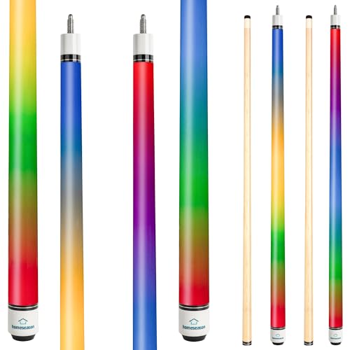 HomeSeason Pool Cues 58 inch Pool Cue Stick with 12.7mm Fiber Leather tip for Beginner, Commercial and Home Entertainment - color: 2-Pack-CD