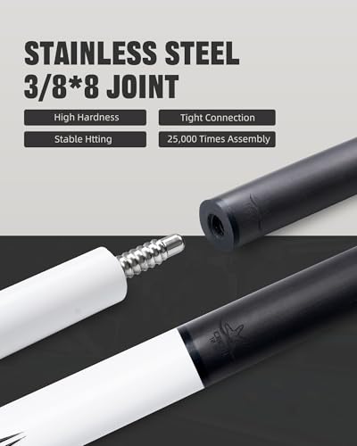 CRICAL Carbon Fiber Pool Cue Stick - 58" Low Deflection Professional Pool Cue with Pro Taper Shaft, 3D Anti-Slip Wrapless Grip, 12.5mm Tip & 3/8x8 Joint Billiard Stick for Enhanced Control & Accuracy - color: CL-PD-Set1 White