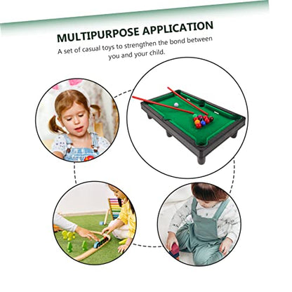 BESPORTBLE 1set Mini Desktop Billiard Game Fun Tabletop Pool Table Toy for Boys and Girls and Adults for Home Office School and Travel Complete Cues and Accessories