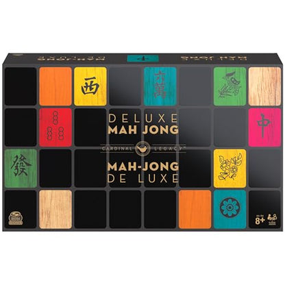 Spin Master Games Legacy Deluxe Mah Jong Classic Game with Two-Toned Tiles and Lined Wood Storage Case, Family Game for 4 Players Ages 8 and up - color: Mahjong