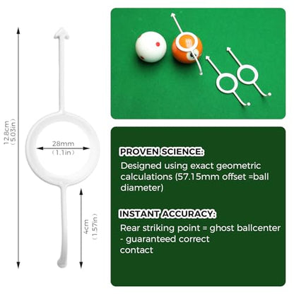 Precision Pool Shot Aiming Aid - 4-Piece Set | Billiards Training Aids for 2-1/4 Inch Balls, Improve Your Game for Billiards Players