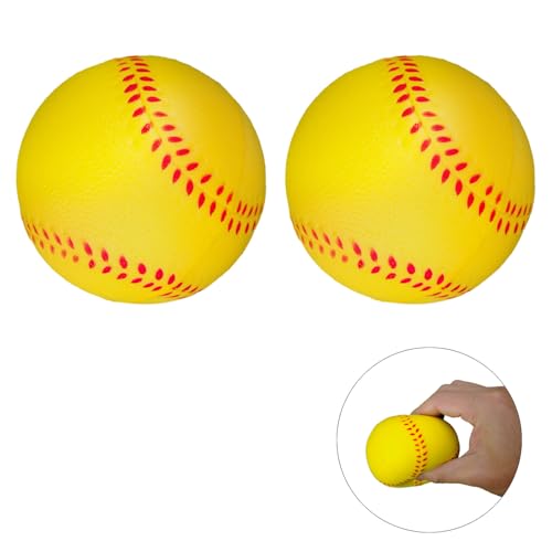 Soft Foam Baseballs Practice Training Ball for Beginners Squeeze Ball Safe Throwing Catching Batting - color: 2 Yellow Foam Baseballs