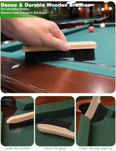 Pool Table Cleaner Kit - Anti-Residue Foam Billiard Table Cleaning Spray with Large Brushes, Cleaning Cloth, Billiard Table Maintenance Accessory Set - Suitable for Billiard Players for Home & Club