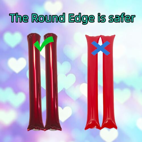 48pcs Round Head Boom Sticks Thunder Sticks Cheering Sticks Team Spirit Plastic Cheerleading Spirit Stick Clapper Inflatable Noise Maker Sports Supply (Metallic red) - color: Metallic Red