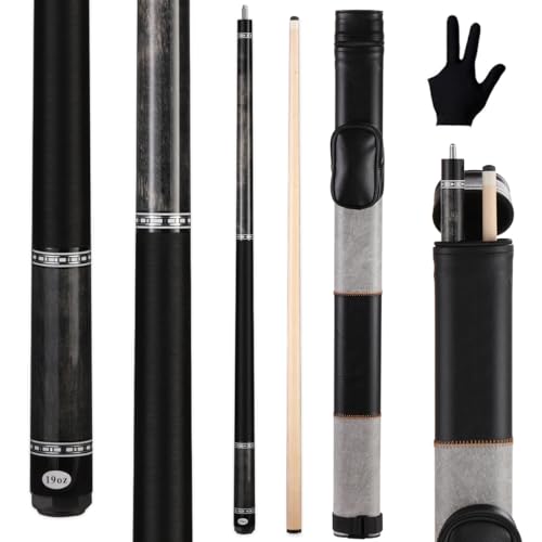 Canadian Maple Pool Cue Stick Set, 58 inch 18oz 19oz 20oz 21oz Billiard House Bar Pool Stick, 12.5mm Tip Billiard Cue for Beginner, Commercial and Home Entertainment - color: 12.5mm Grey with case