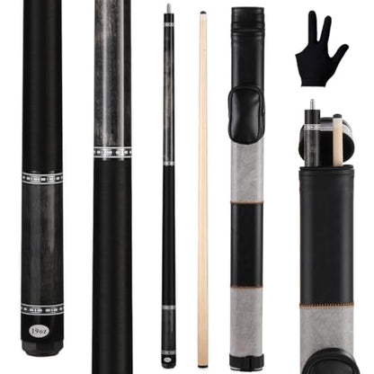 Canadian Maple Pool Cue Stick Set, 58 inch 18oz 19oz 20oz 21oz Billiard House Bar Pool Stick, 12.5mm Tip Billiard Cue for Beginner, Commercial and Home Entertainment - color: 12.5mm Grey with case