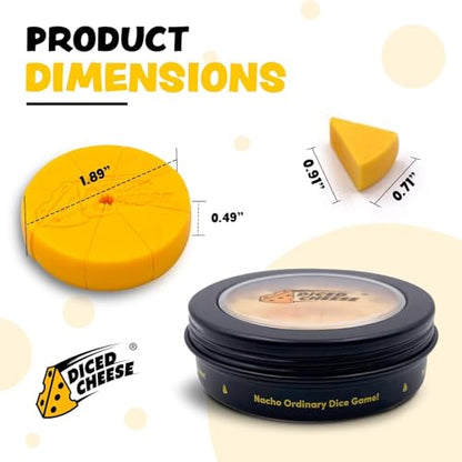 Diced Cheese - Family Party Game for All Ages, Travel - 1 Pack | Contains Eight Pieces of Diced Cheese, One Tin, and Instructions, Supports One to Six Players, Ages Five and Up - style: 1 Pack, Yellow