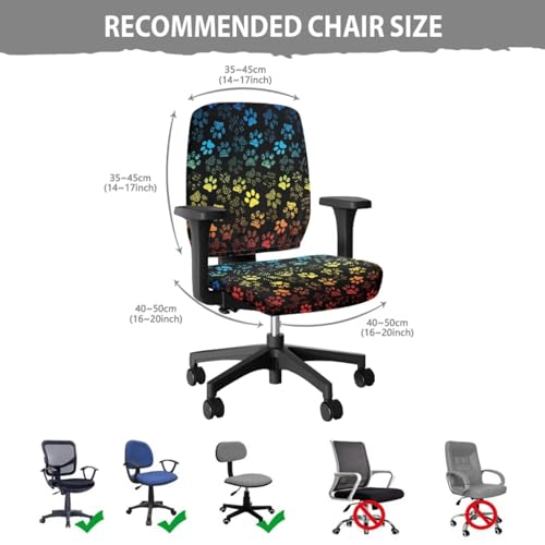 Leopard Print Desk Chair Cover Stretchable 4-Pc Set Office Chair Arm Cushion Washable Office Chair Seat Cover for Gaming and Computer Setup - color: Dog Paw