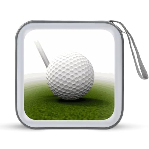 40-Sheet Capacity CD Case Storage Bag,Golf Ball Printed Large Capacity CD Protective Storage Organizer Portable DVD Case for Car, Home,Office,Travel