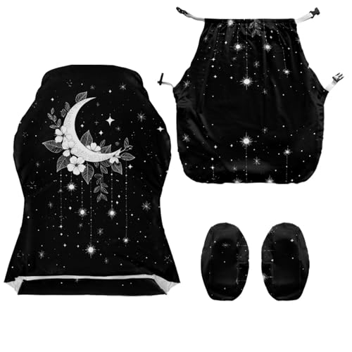 4Pcs Stretchable Gaming Chair Covers Slipcovers Aesthetic Moon Office Chair Cover Large with Armrest Covers Soft Spandex Rotating Boss Armchair Cover Desk Accessories Office Supplies - color: Aesthetic Moon