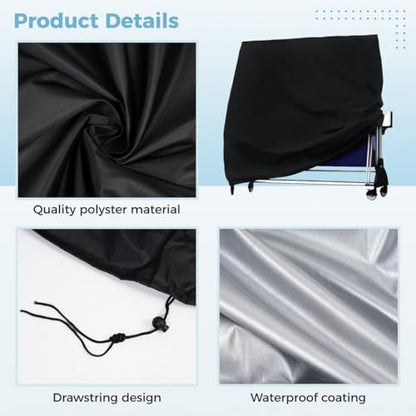 Outdoor Pong Table Cover, Waterproof 210D Polyester Taffeta Fabric, Fits Regulation Size Tables for Weather Protection, 72.83 X 64.96 X 27.55 in