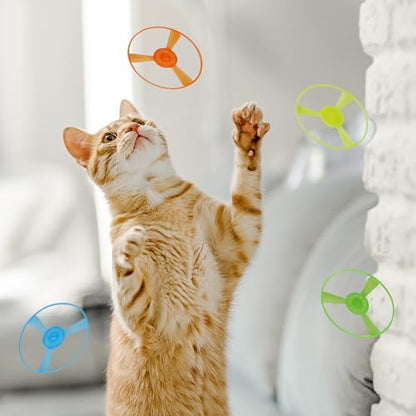 4 Pack Launching Toy Flying Disc Shooters for Kids Cyclone Gyro Launcher Flying Saucer Ejection Flying Disk Spinning Top Toy Indoor & Outside Play for Kids Ages 5+,Cat Propellers