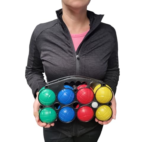 Zugar Land Bocce Ball Set with Carrying Case (11") Includes: 8 (3") Balls, 1 Jack (1.5") Ball, 1 Sure Grip Storage Case. Comes in a Nice Display Box. Classic Backyard Game.