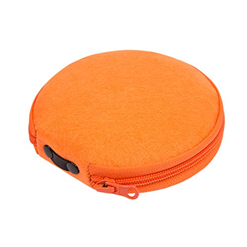 ELEZAY Small CD Case Round Felt 20 Capacity CDs Storage Wallet DVD Disc Holder,Orange - color: A-Orange