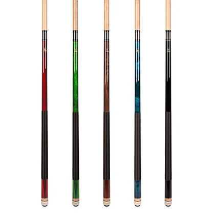 Set of Aska L2 Billiard Pool Cue Sticks, 58" Hard Rock Canadian Maple, 5/16x18 Joint, 13mm Hard Tip, Mixed Weights - style: Set of 5 Sticks