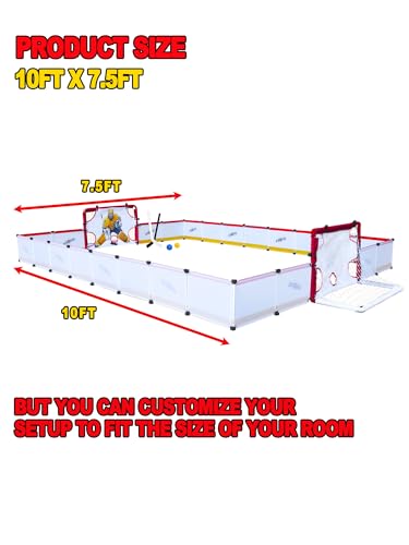 kasifei Mini Hockey Rink Set - Full Rink - Complete Indoor/Outdoor Sports Games with Steel Knee Goals, Sticks, and Ball - for Kids Ages 3 and Up