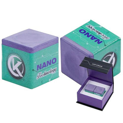 KONLLEN Magnetic Pool Chalk Holder and Nano Cue Chalk Set, Low-Dust Billiard Chalk Combo with Quick One-Hand Access for Better Grip and Control - color: Purple-2 piece
