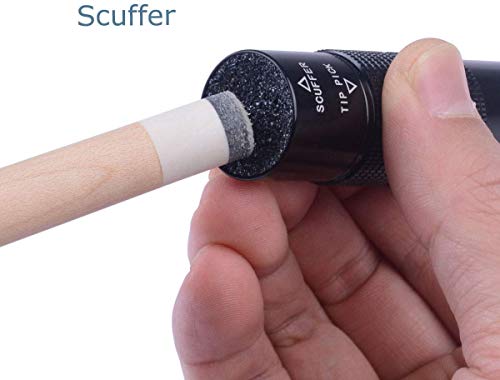Aluminum 4-in-1 Billiard Pool Cue Tip Accessory Tool Repair Kit (Scuffer, Aerator, Tapper, Joint Protector) - style: 3/8 X 10