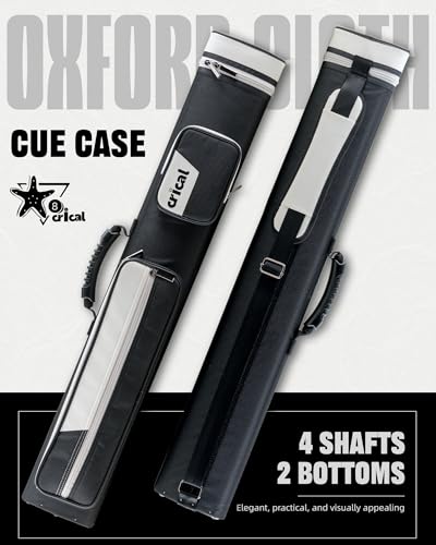 CRICAL Pool Cue Case 2x4 Hard Pool Stick Case Holds 2 Butts and 4 Shafts for Adults Billiard Cue Case with Soft Shoulder Straps - color: upgrade--white