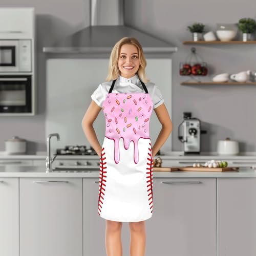 Castle Fairy Ice Cream Drip Baseball Kids Kitchen Apron - color: Trendy Pink