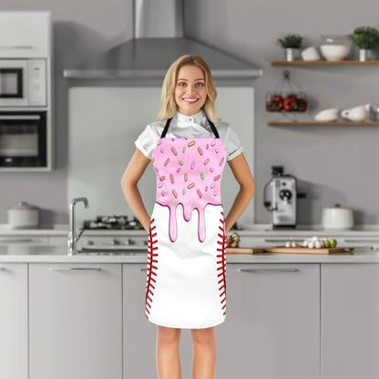 Castle Fairy Ice Cream Drip Baseball Kids Kitchen Apron - color: Trendy Pink