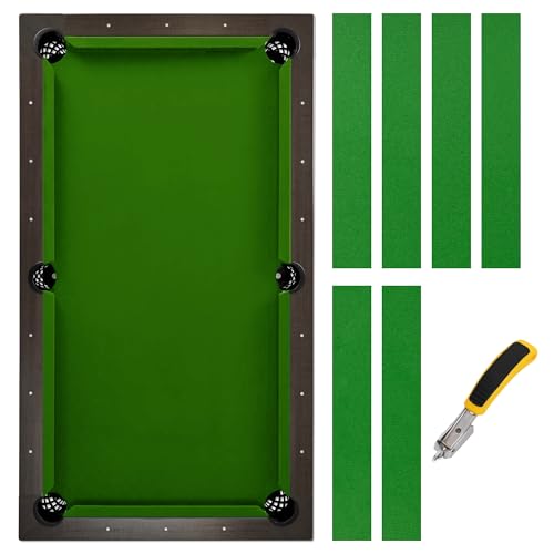 Pool Table Felt Cloth Billiard Cloth with 6 Pcs Cloth Strips and Staple Remover Pool Table Felt Replacement Kit Parts - color: Green, size: 7ft