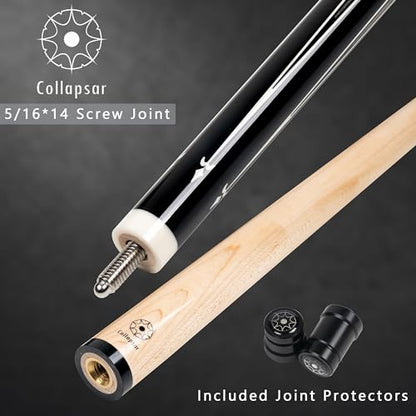Collapsar CA Pool Stick with 1X1 Hard Case,58" Maple Professional Billiard Cue Stick,19-21 oz Pool Cue Set - color: CA004+Joint Protector+Hard Case, size: 20 ounce