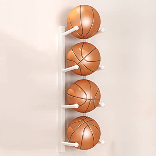 Wall-Mounted Sports Ball Storage Rack - Metal Basketball Holder & Multi-Function Equipment Organizer for Football, Volleyball, Yoga Mat, Soccer, Rugby, Baseball Display - color: White, size: Length 105CM