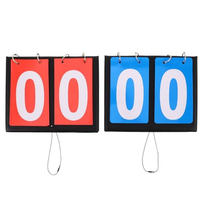 TOYANDONA Basketball Score Flipper 2-Digit Double-Sided Flip Scoreboard Set, Portable Tabletop Scorekeeper for Basketball Games and Sports Training, Red and Blue Design